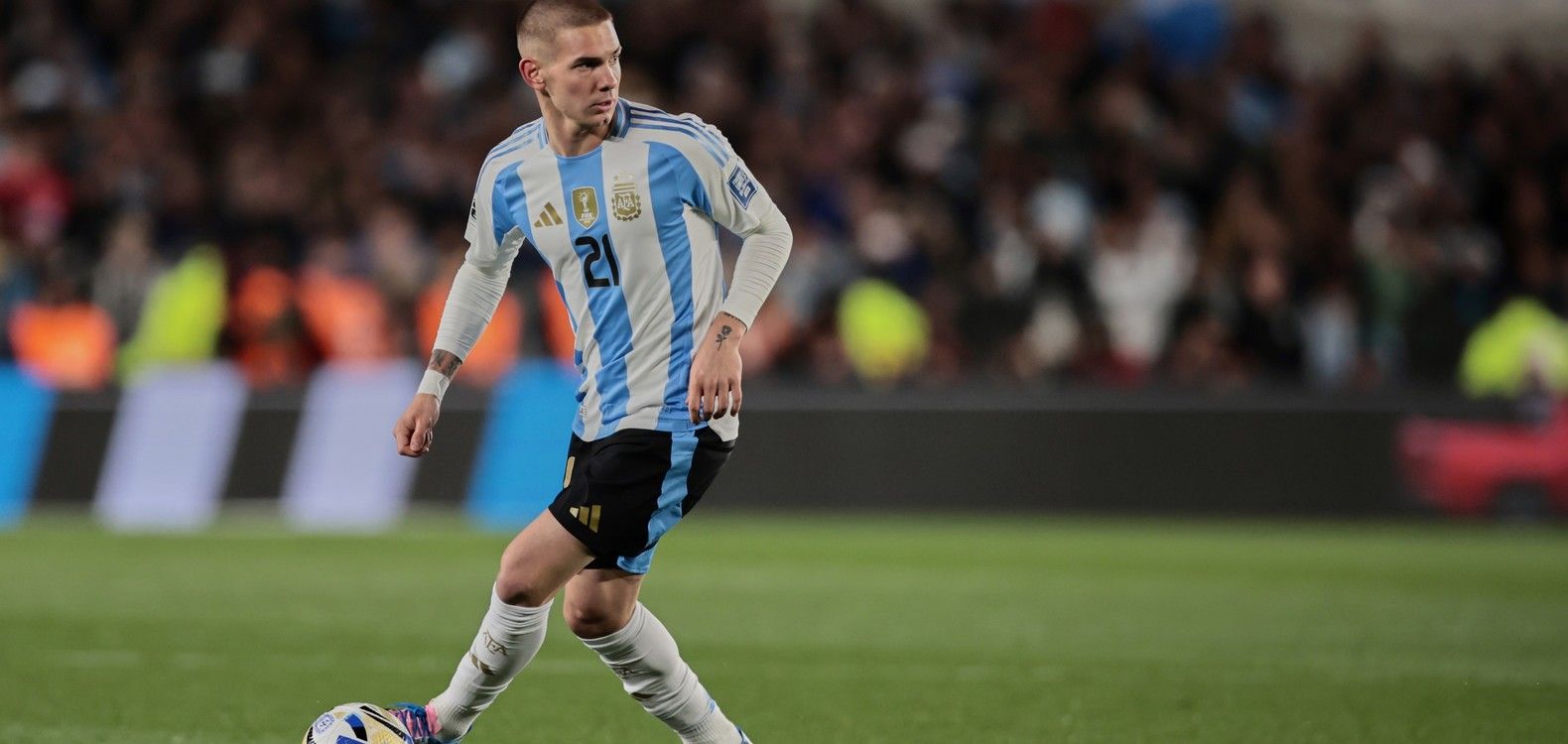 Franco Mastantuono playing for Argentina