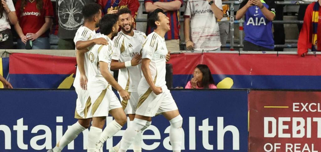 LAFC players celebrate a goal