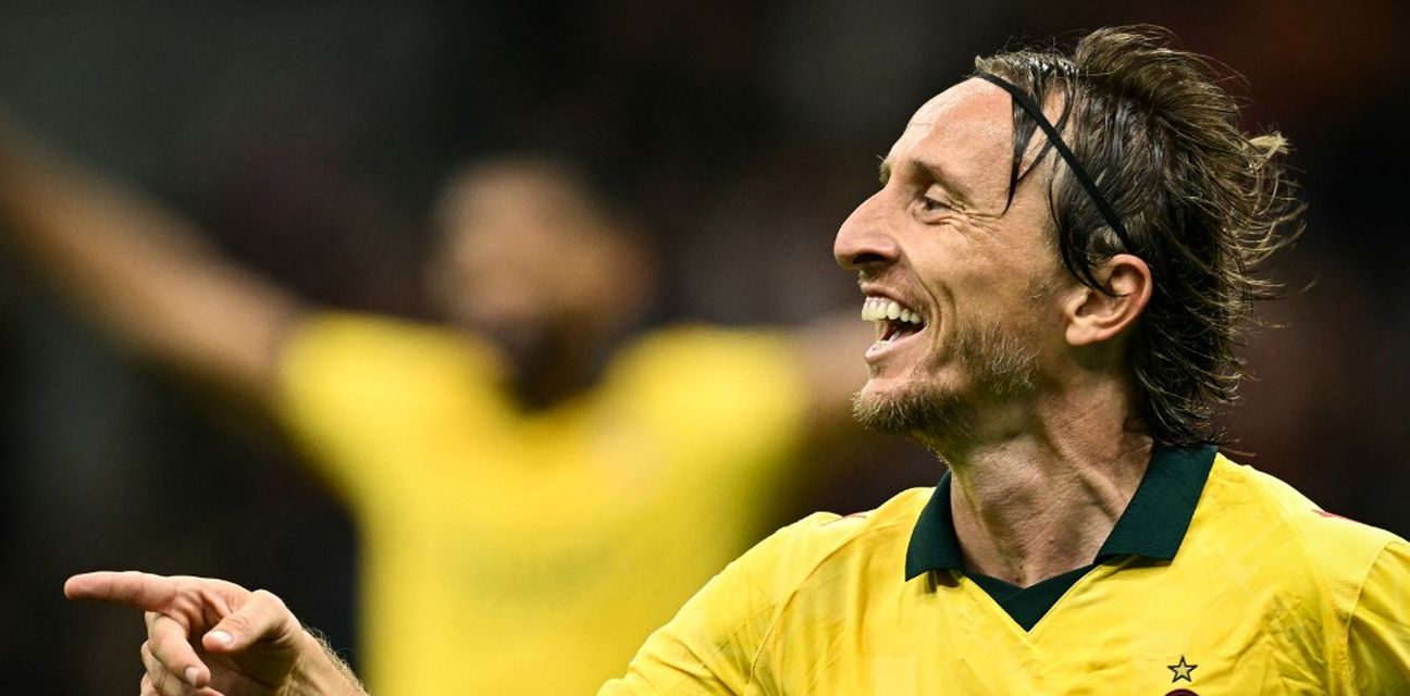 Luka Modric after his debut Milan goal
