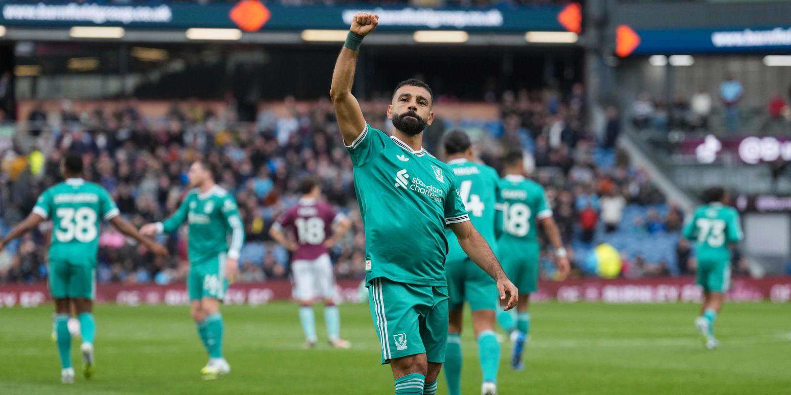 Mohamed Salah after scoring stoppage-time penalty against Burnely