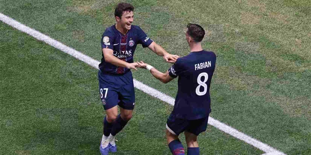 PSG midfielders Joao Neves and Fabian Ruiz