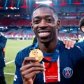 Ousmane Dembele with his Champions League winners medal