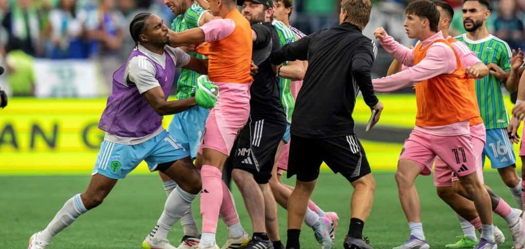 Tense moments after the match between Seattle Sounders and Inter Miami