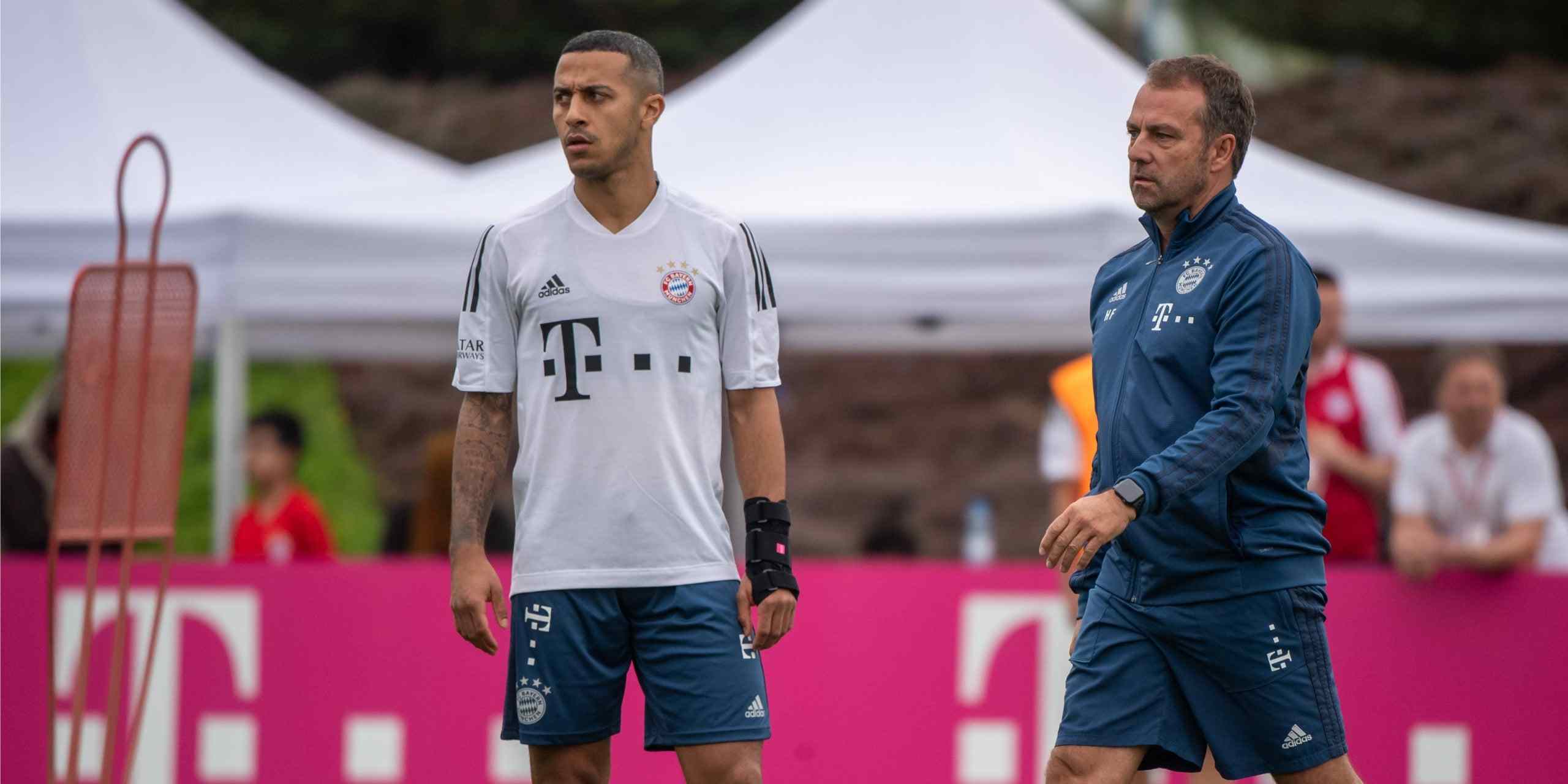 Thiago Alcantara and Hansi Flick during their time as player and coach at Bayern Munich