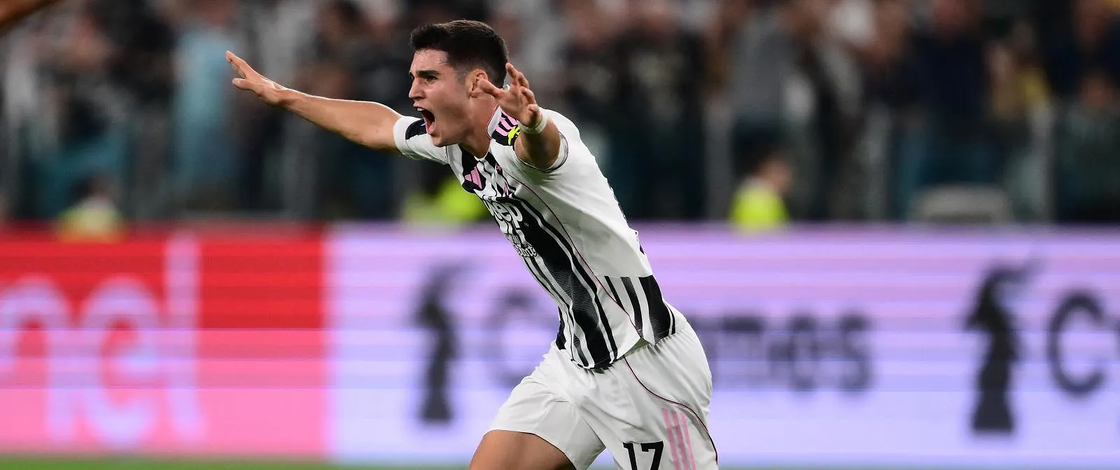 Vasilije Adzic has just scored the winning goal for Juventus in derby d'Italia