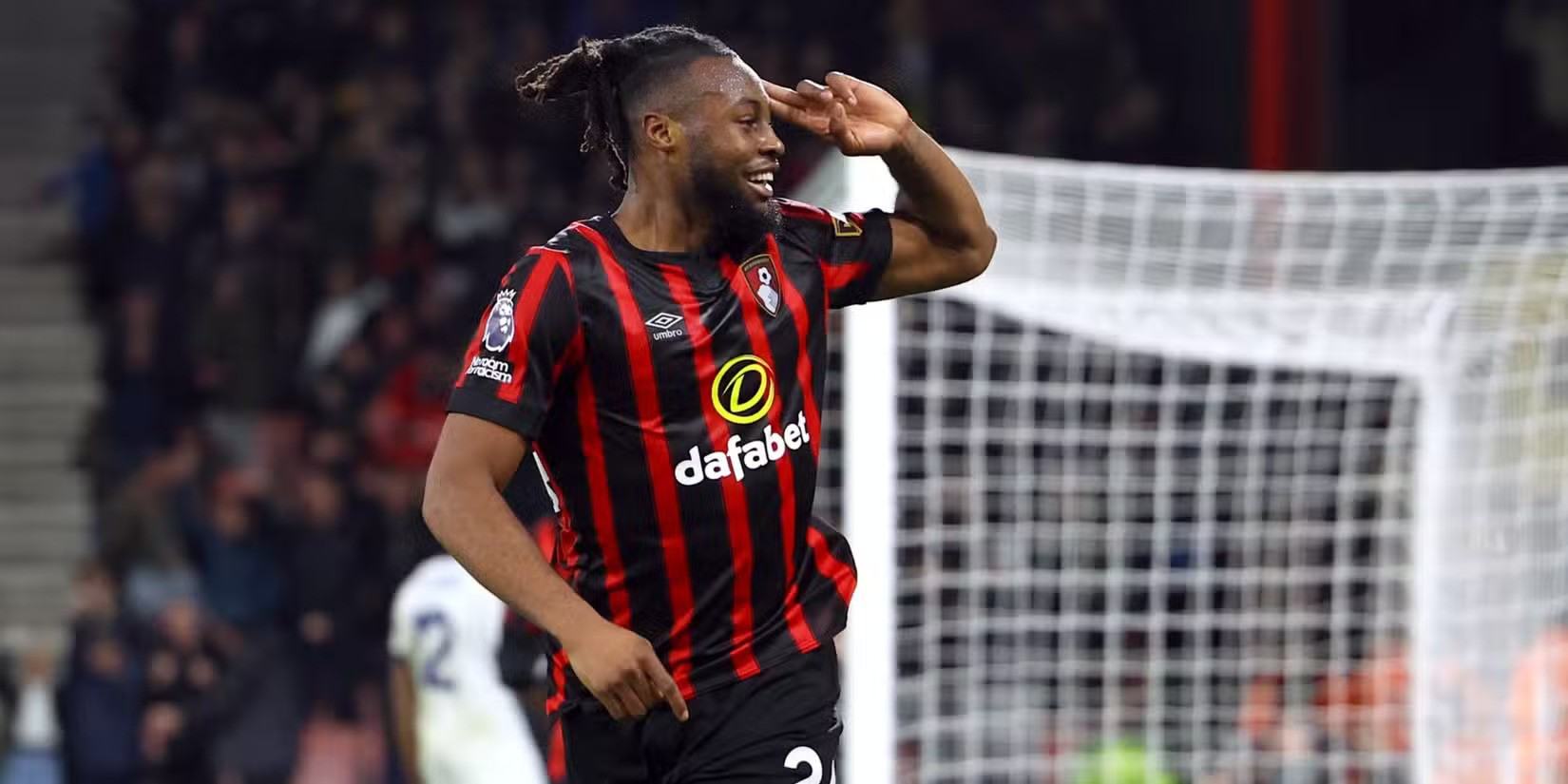 Antoine Semenyo celebrates after scoring a goal