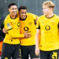 Borussia Dortmund players celebrate after scoring against Copenhagen