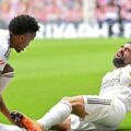 Real Madrid captain Dani Carvajal laying injured on the field