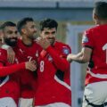 Egypt players celebrate after scoring a goal