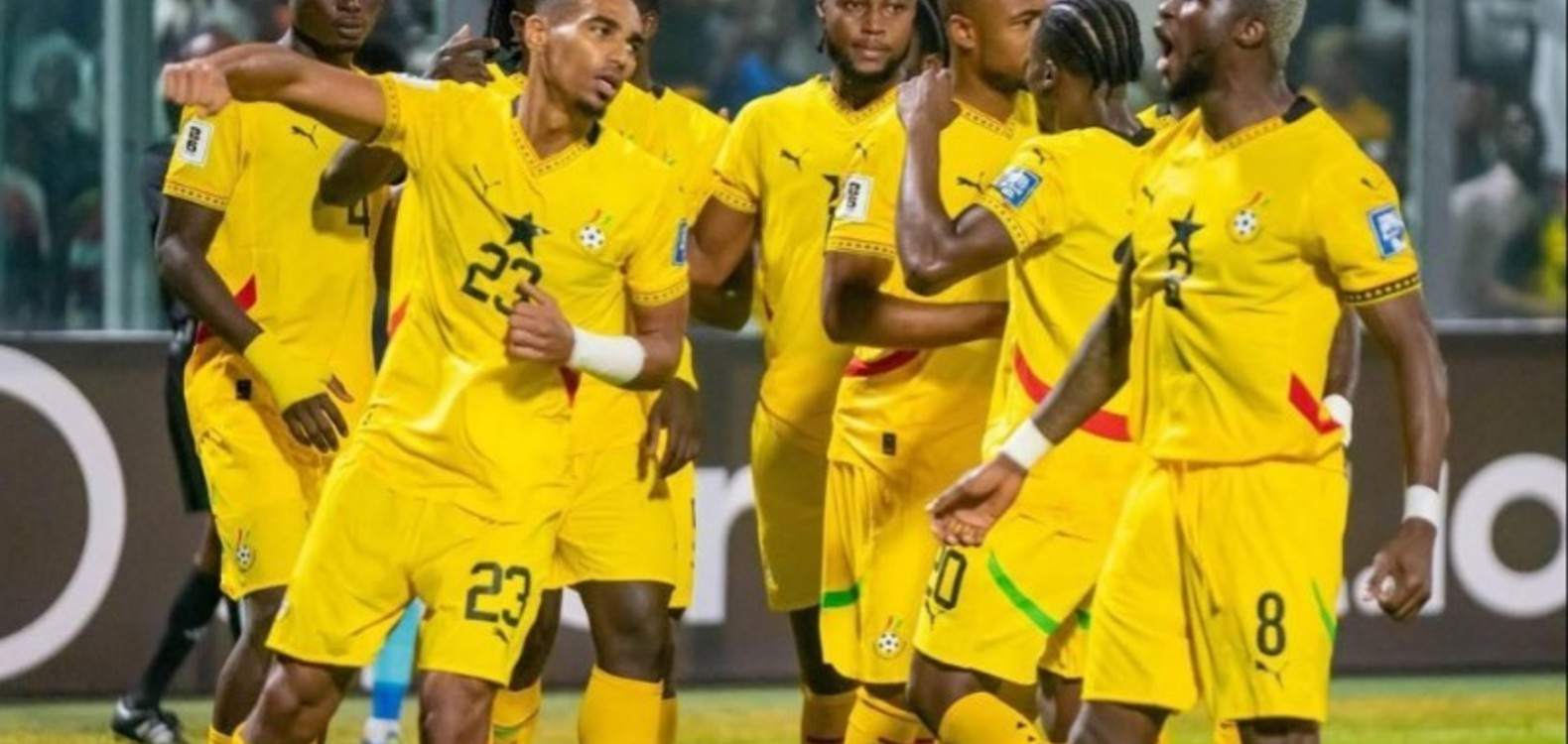 Ghana players celebrate Mohamed Kudus' goal against Comoros Islands