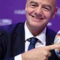 FIFA president Gianni Infantino showing the 2026 World Cup ball