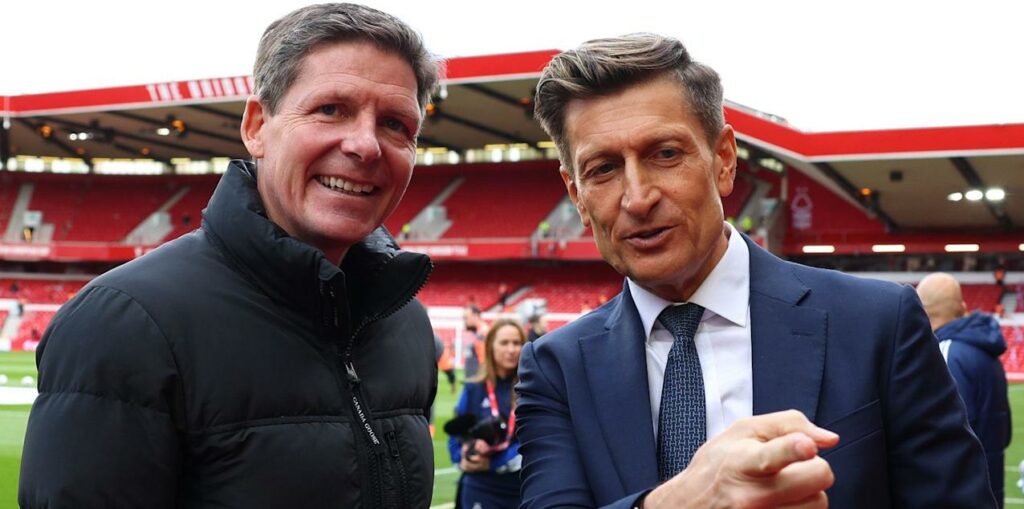 Crystal Palace's manager Oliver Glasner and owner Steve Parish