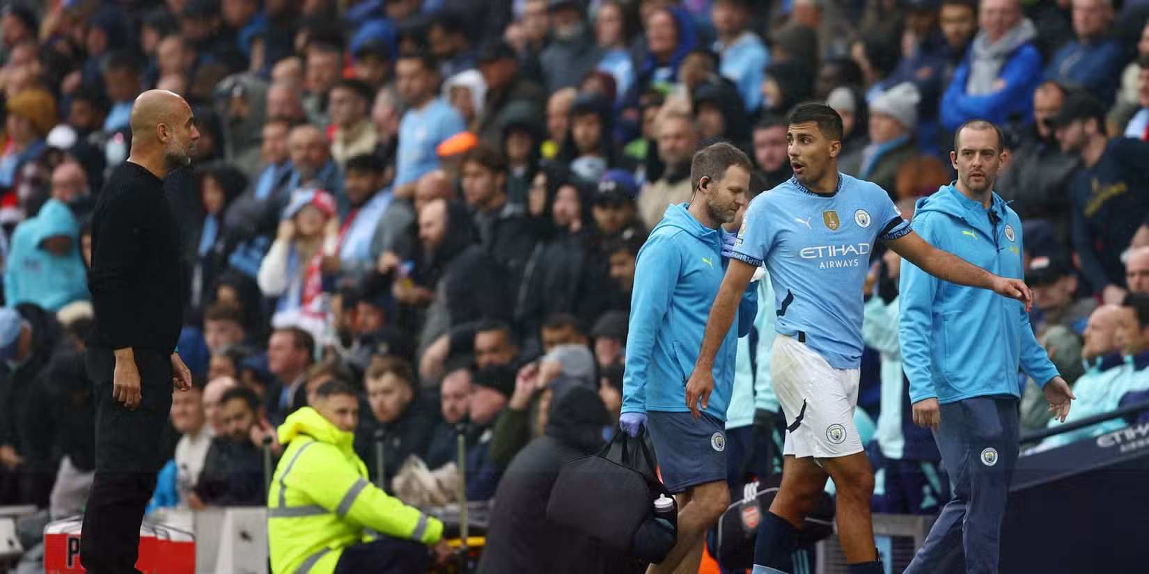 Guardiola and Rodri exchanging words