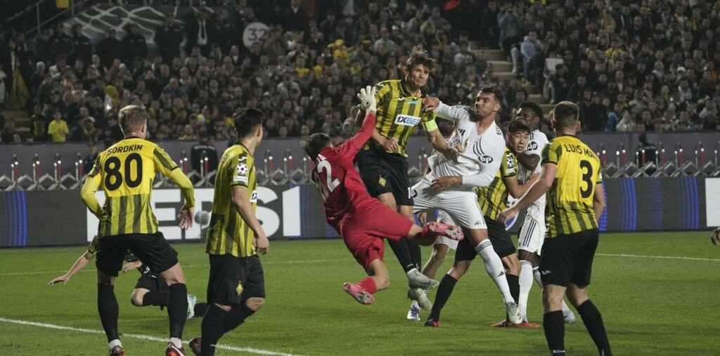 Moment of the Champions League match between Kairat and Real Madrid