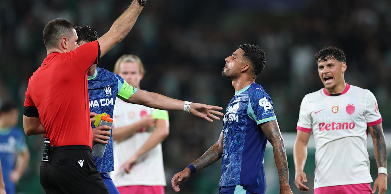 Marseille player shown red card