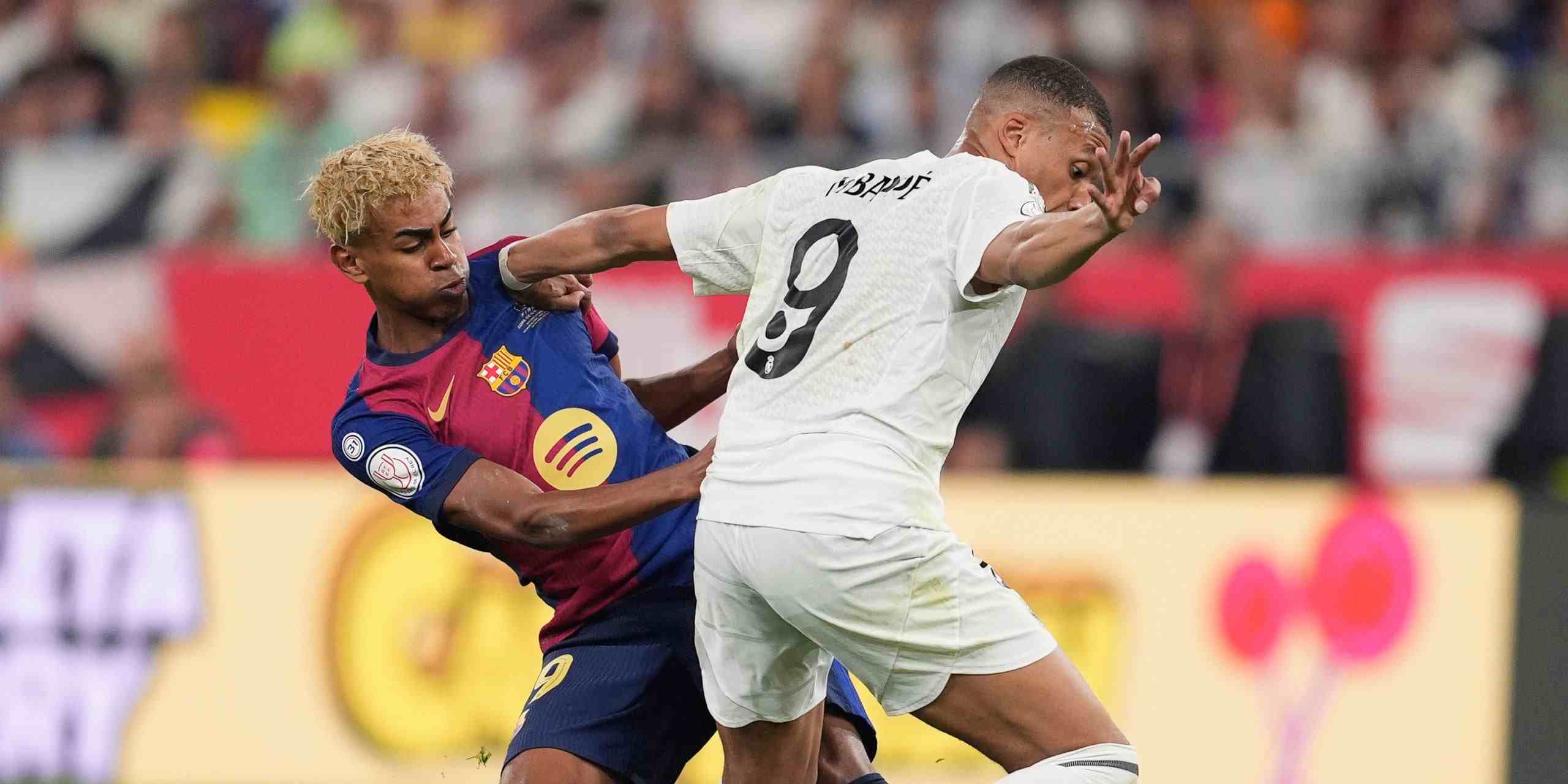 Kylian Mbappe and Lamine Yamal in a duel