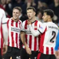 PSV players celebrate after scoring against Napoli