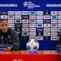 Former Indonesia head coach Patrick Kluivert (left) during a press conference