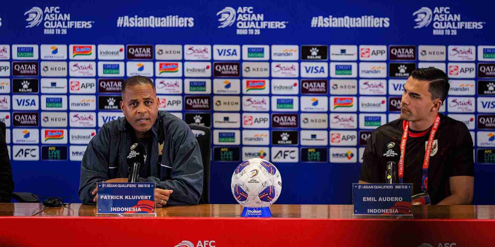 Former Indonesia head coach Patrick Kluivert (left) during a press conference