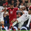 Mohamed Salah being tackled by Casemiro