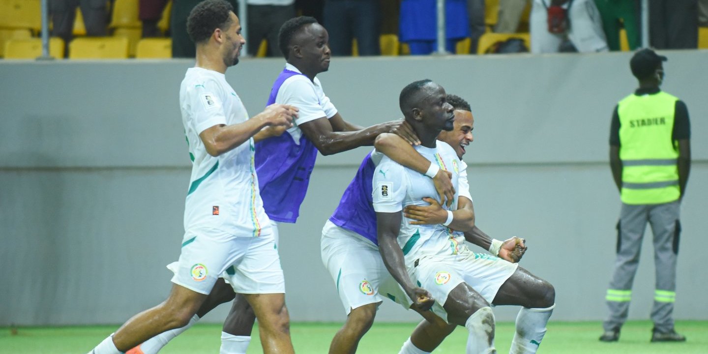 Sadio Mane celebrates after scoring for Senegal