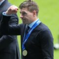 Steven Gerrard with the Scottish Premiership trophy