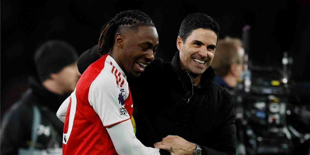 Mikel Arteta and Eberechi Eze