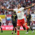 RB Leipzig forward Assan Ouedraogo celebrates after scoring a goal