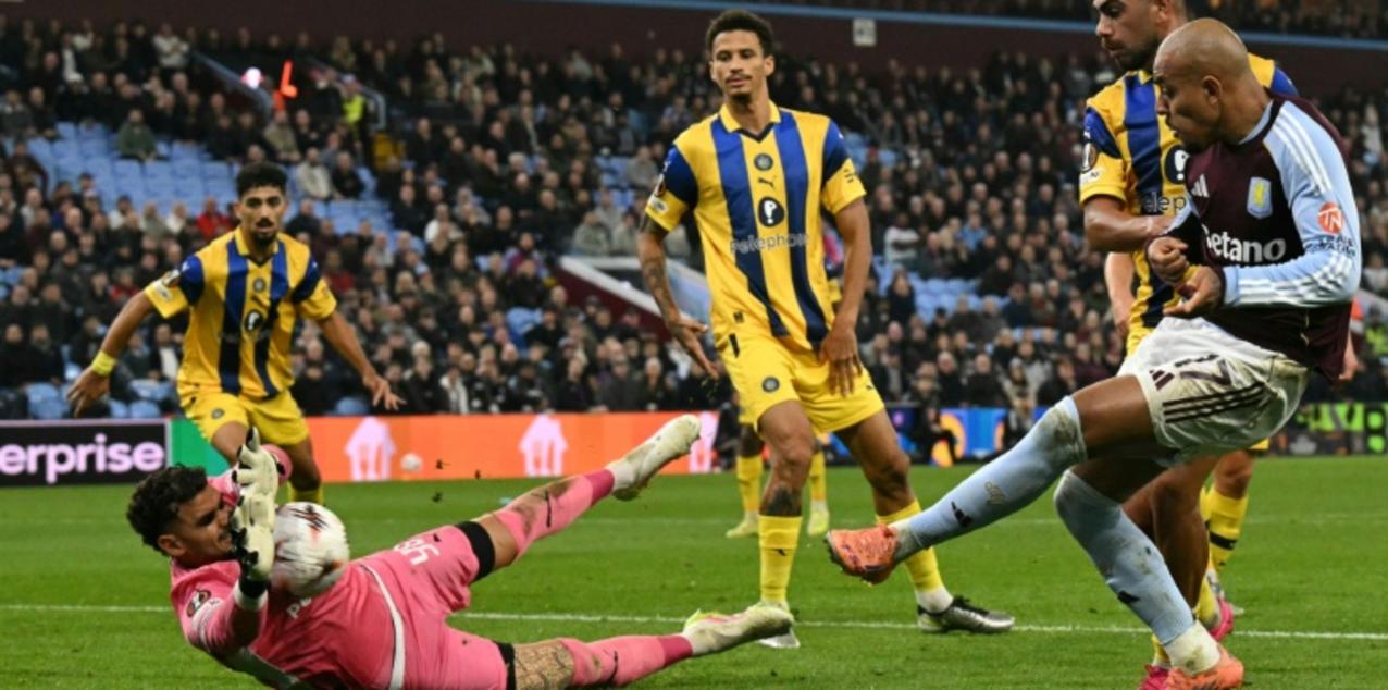 Aston Villa player misses to score against Maccabi Tel Aviv