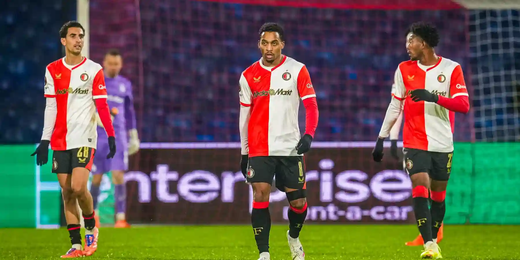 Disappointed Feyenoord players after conceding to Celtic