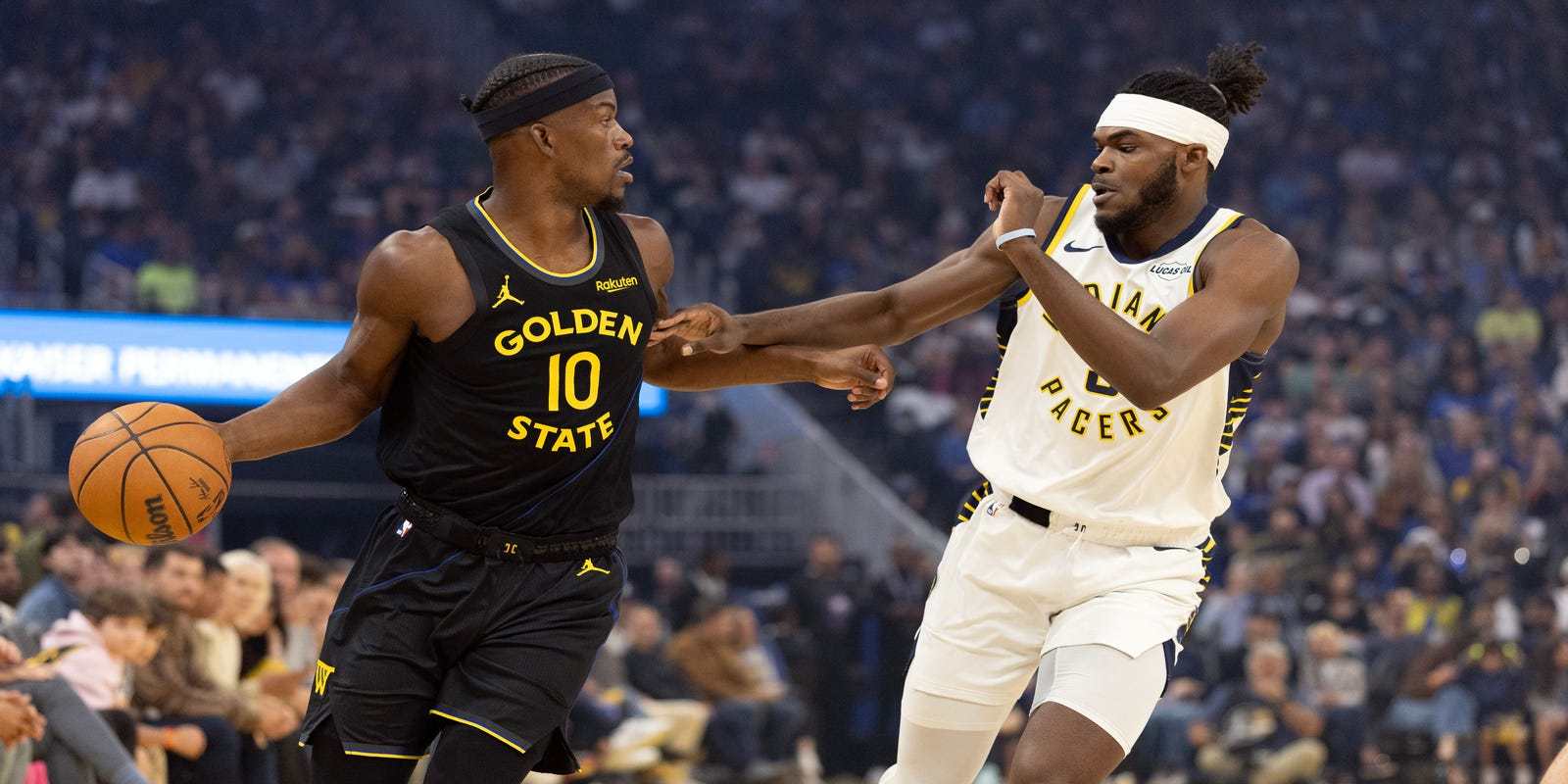 Jimmy Butler guarded by Indiana Pacers player
