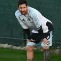 Lionel Messi taking a break during Argentina training