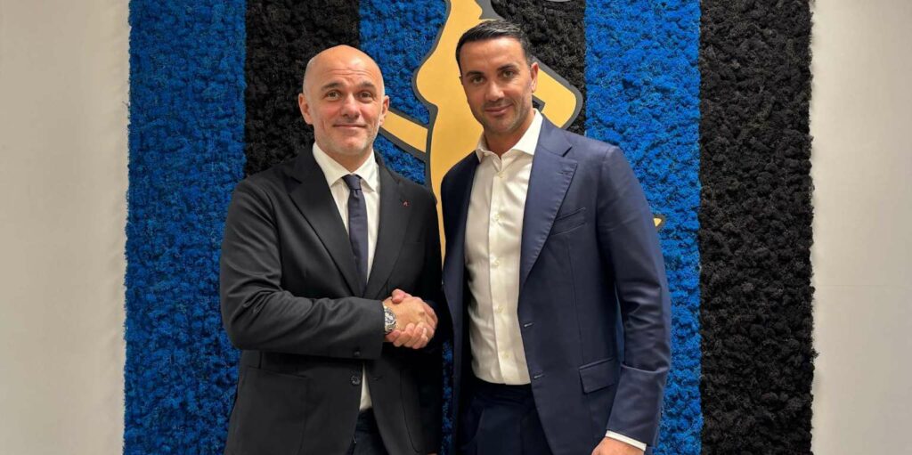 Raffaele Palladino at his presentation as new Atalanta head coach