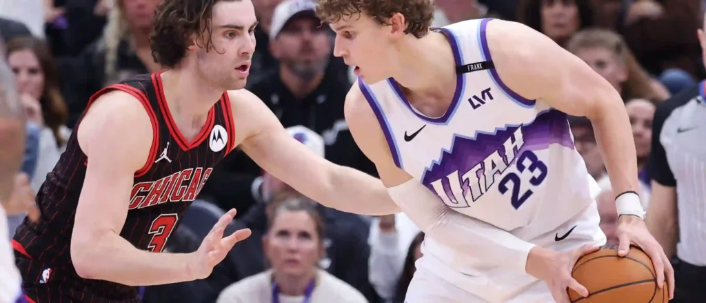 Josh Giddey guarding Lauri Markkanen