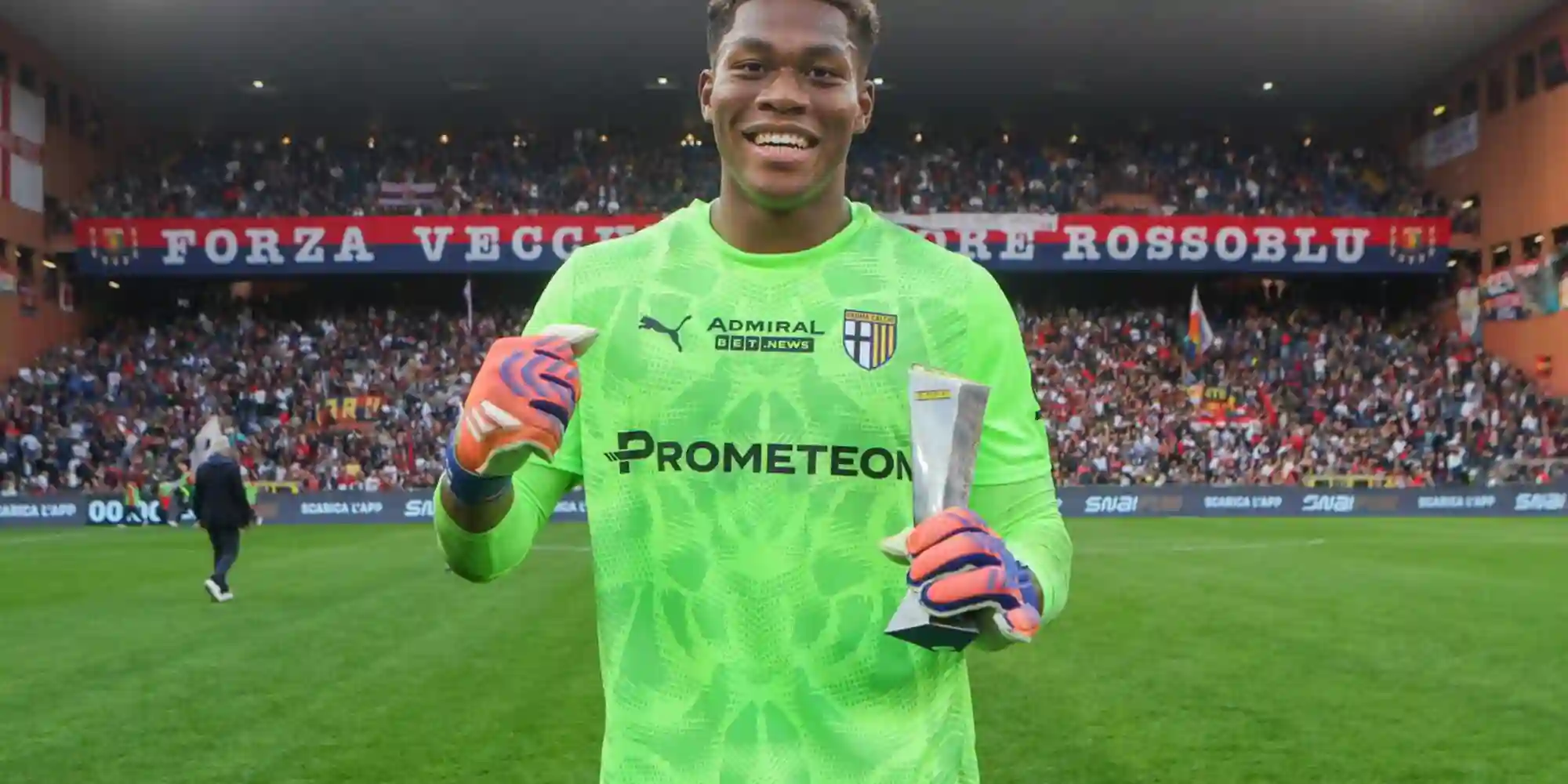 Parma goalkeeper Zion Suzuki