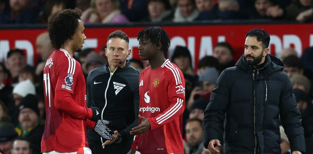 Kobbie Mainoo entering the field as a substitute