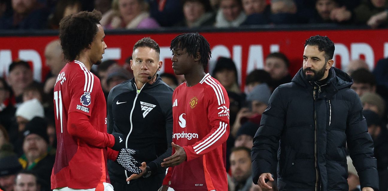 Kobbie Mainoo entering the field as a substitute