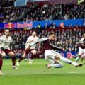 Matty Cash scoring for Aston Villa against Arsenal