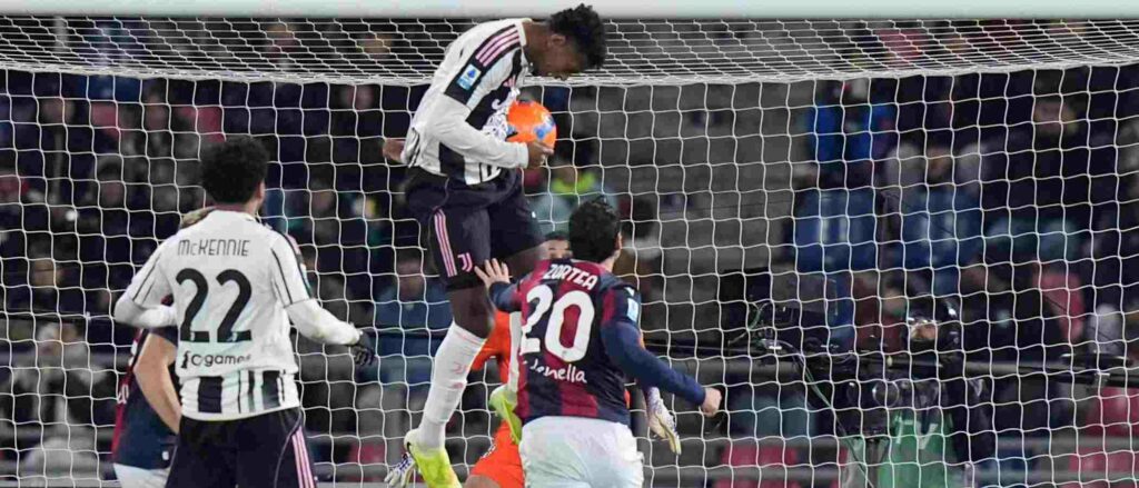 Juventus player heads the ball