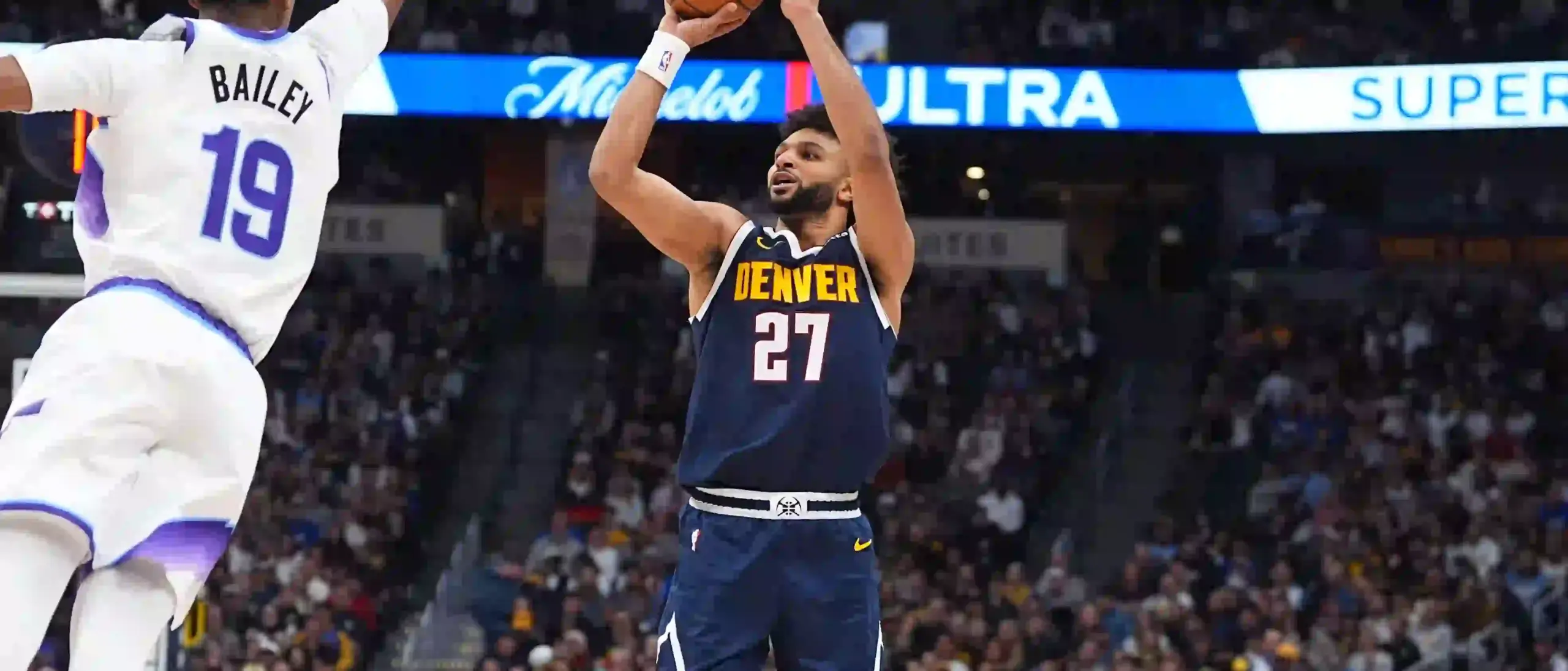 Jamal Murray shoots over Ace Bailey