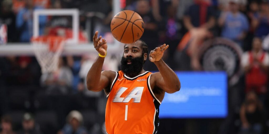 James Harden passes the ball