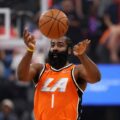 James Harden passes the ball
