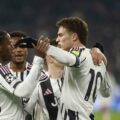 Juventus players celebrate after scoring against Pafos