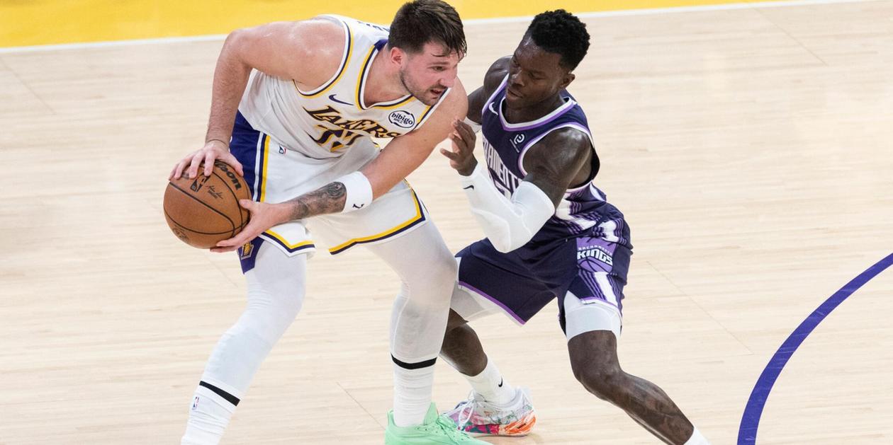 Dennis Schroder guarding Luka Doncic