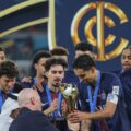 PSG captain Marquinhos receiving the Intercontinental Cup