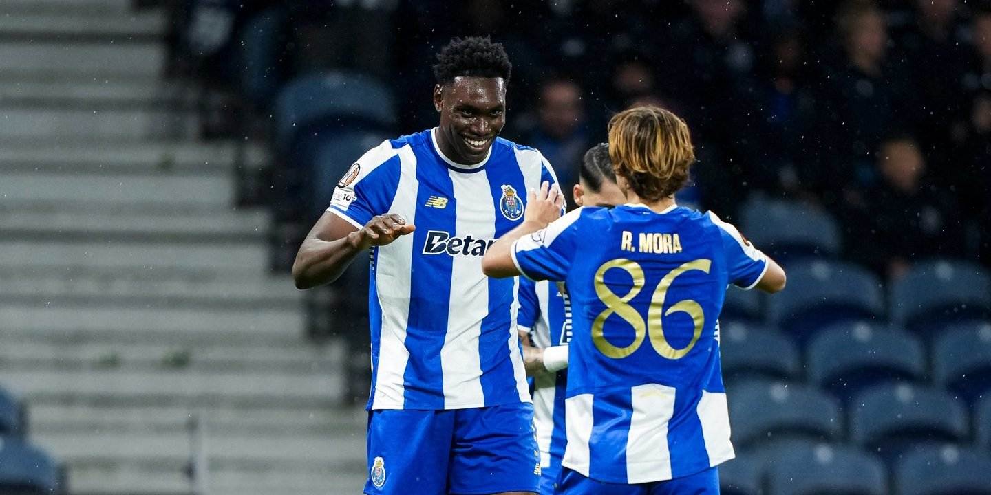 Samu and Rodrigo Mora celebrate Porto goal against Malmo