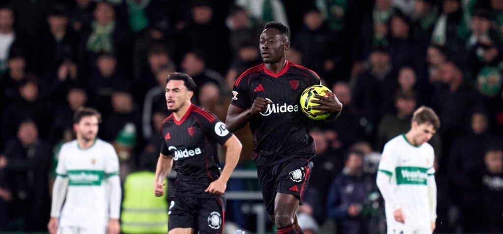 Akor Adams has just scored for Sevilla against Elche