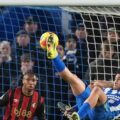 Charalampos Kostoulas scoring with a bicycle kick against Bournemouth