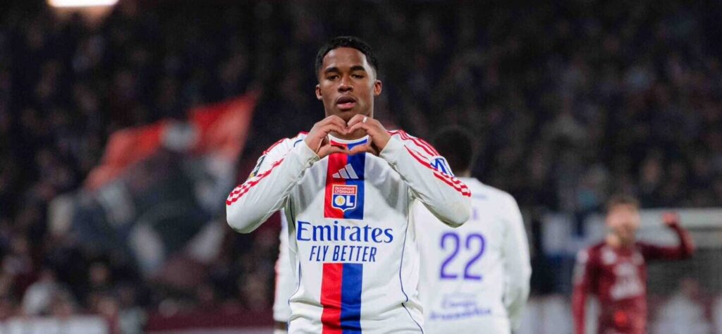 Endrick celebrates after scoring against Metz