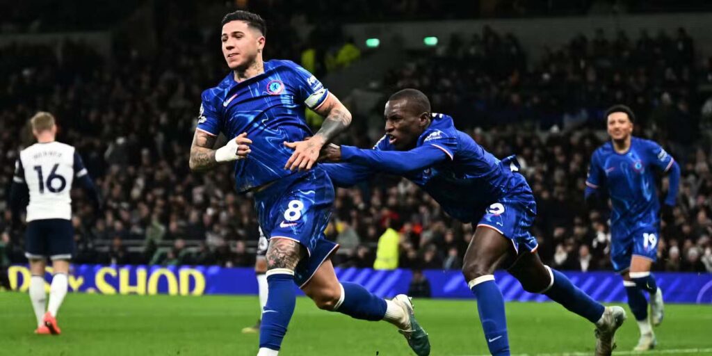 Enzo Fernandez has just scored against Tottenham